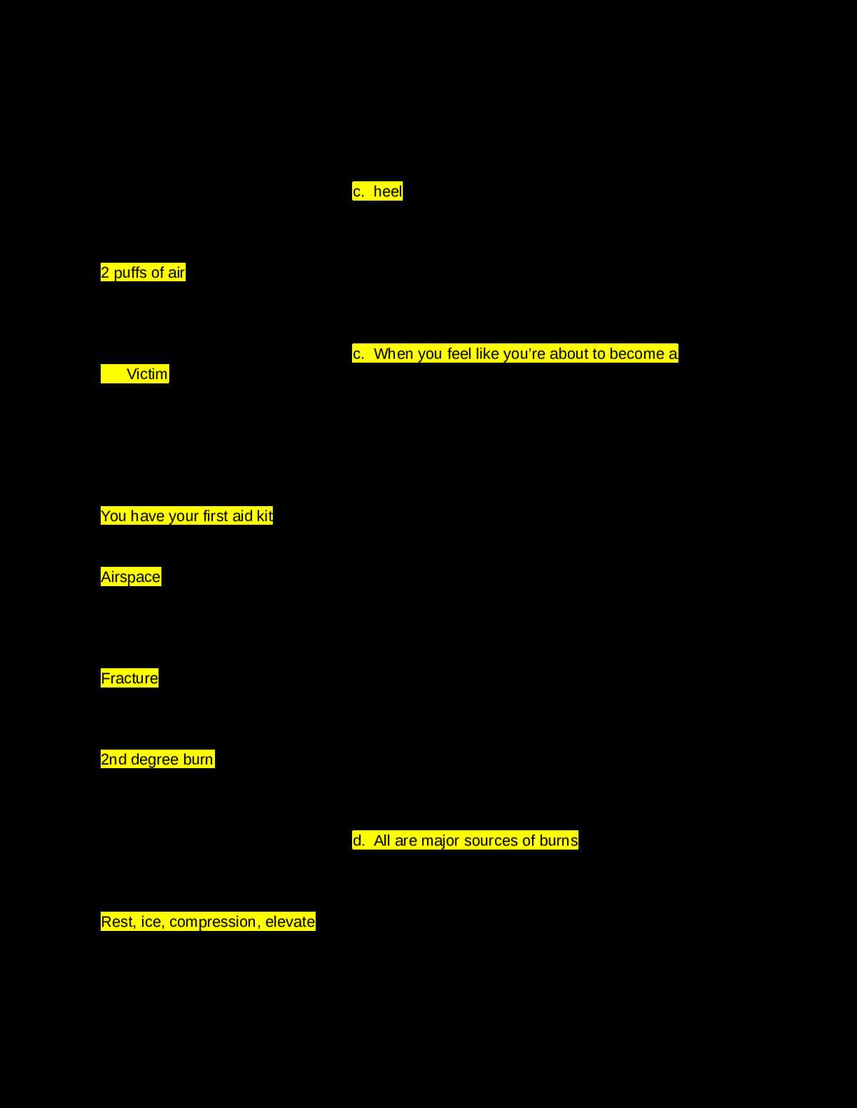 cpr answers to written test