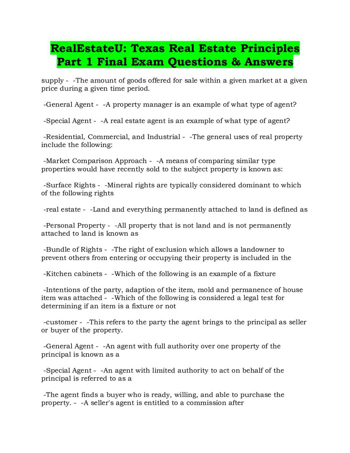 ny real estate test questions and answers