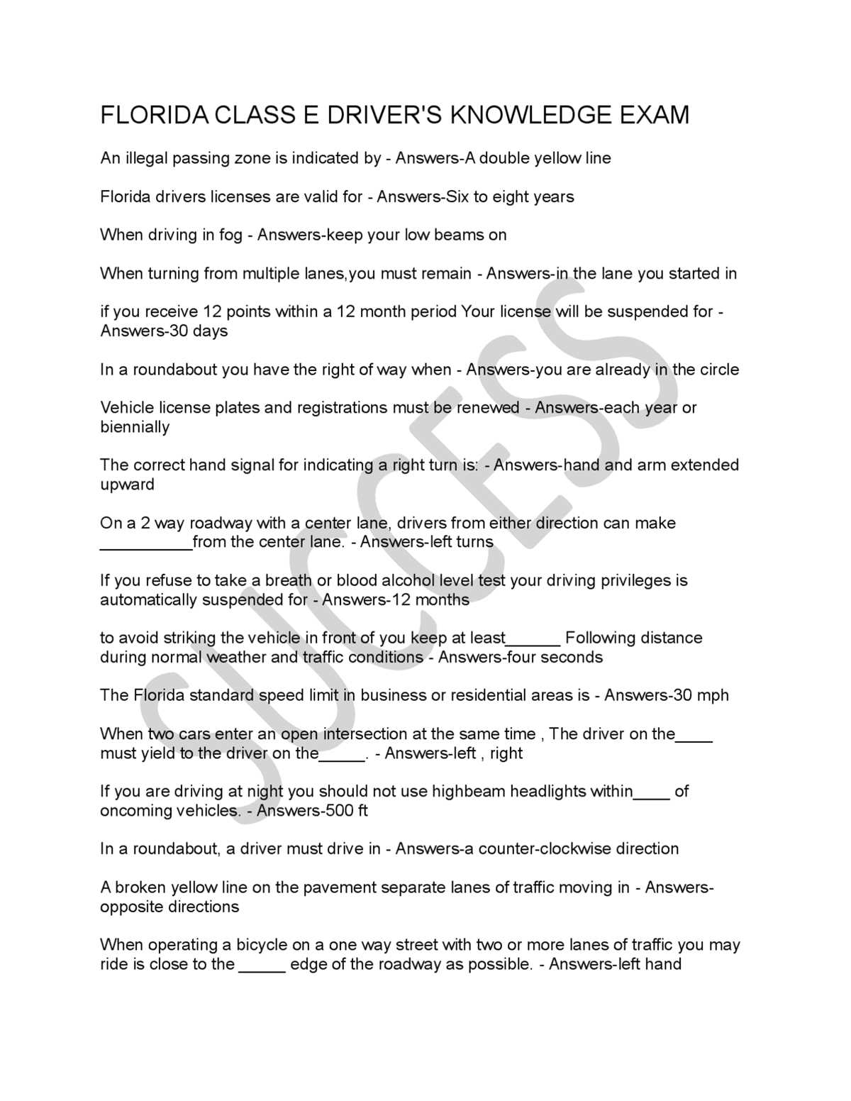 study guide for knowledge exam answers florida