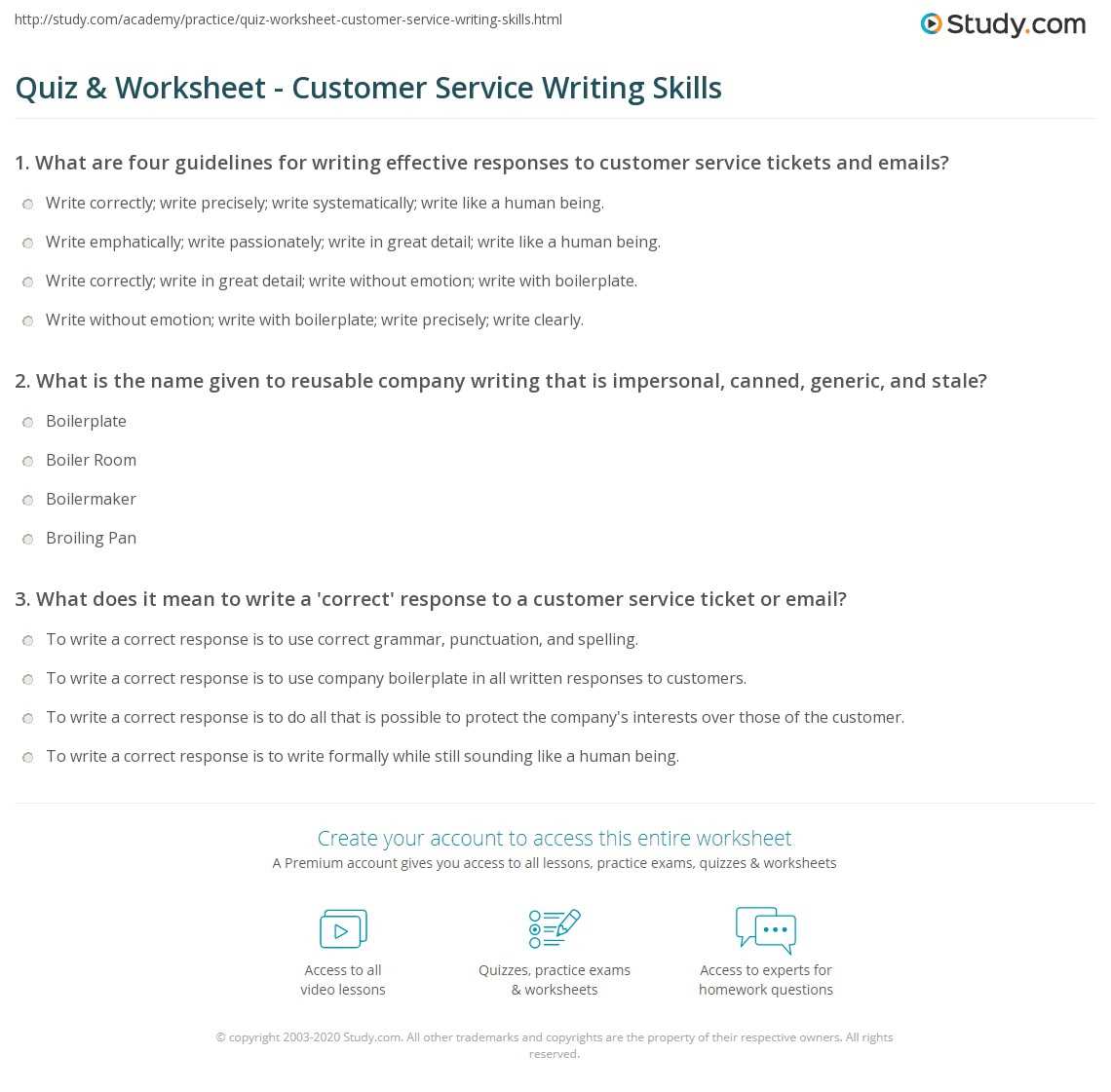 customer service assessment test answers