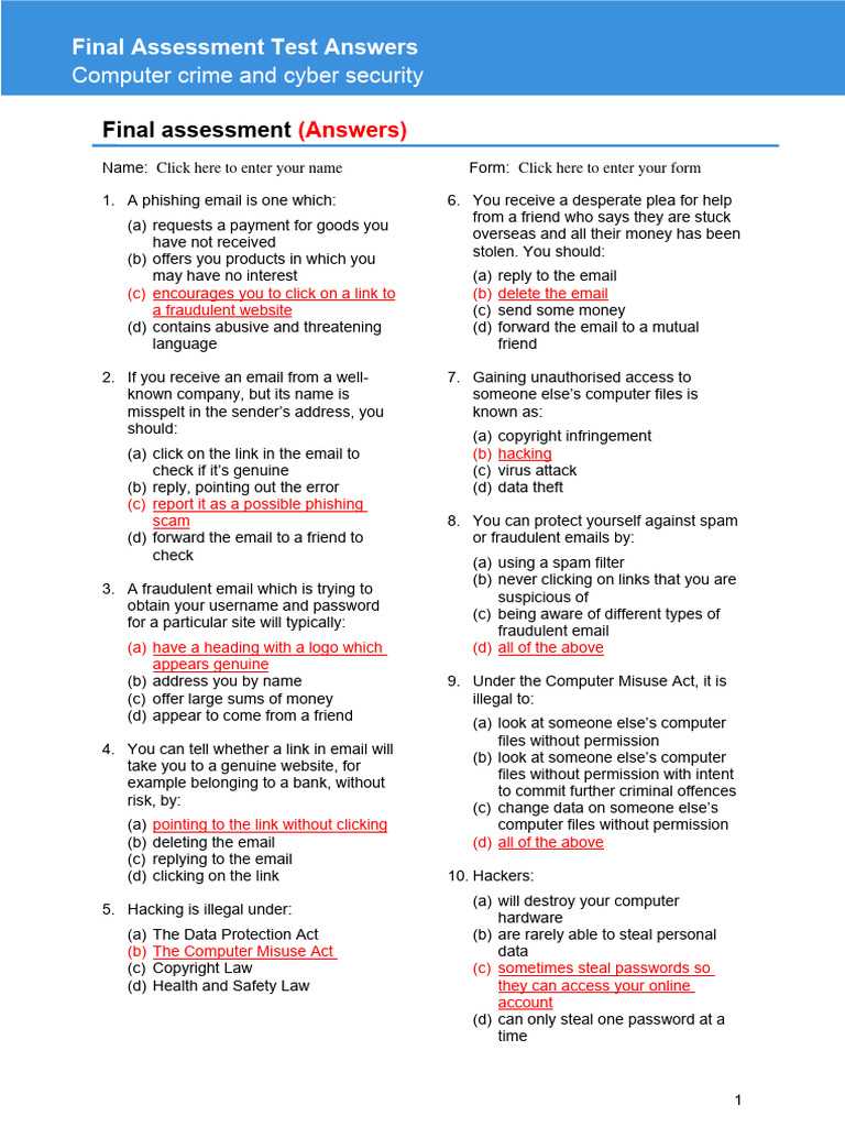 cyber high test answers