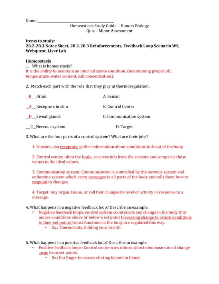 homeostasis test questions and answers homeostasis test questions and answers
