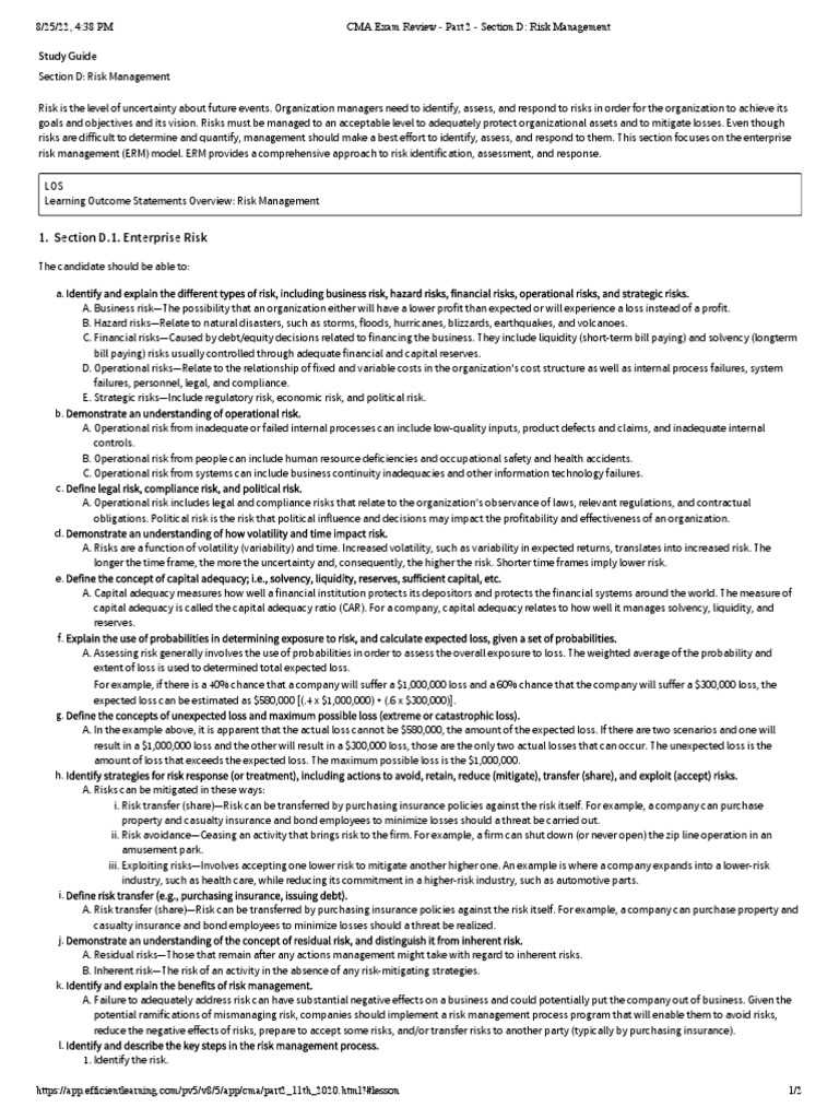 dau risk management exam answers