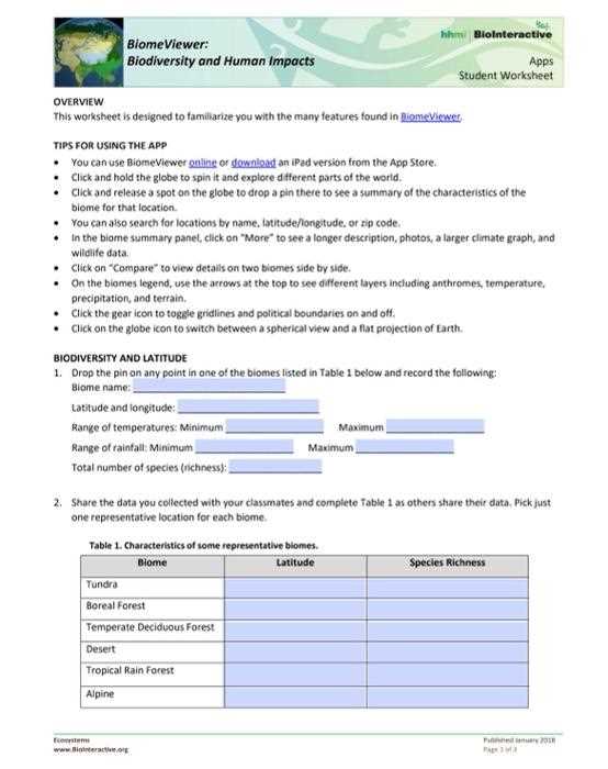 biodiversity test answers
