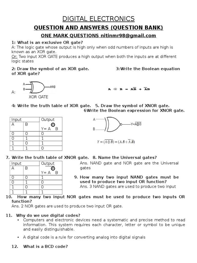 digital logic design exam questions and answers