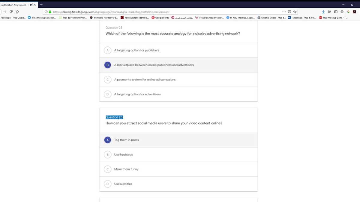digital marketing exam answers