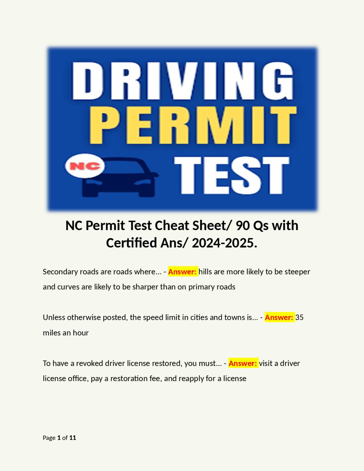 dmv test answer sheet