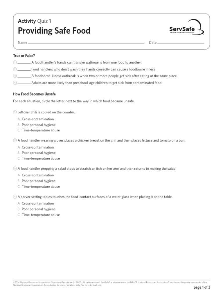 servsafe national restaurant association test answers