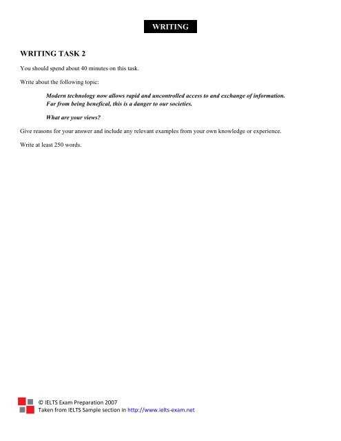 ielts writing sample test with answers