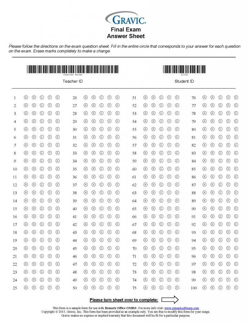 driving test answer sheet