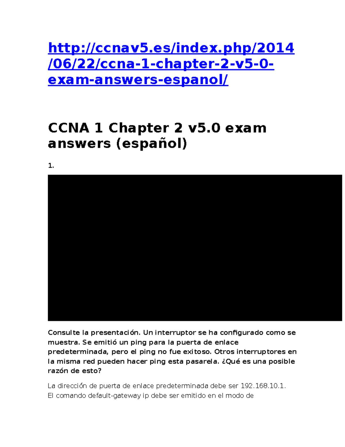 ccna chapter 2 exam answers