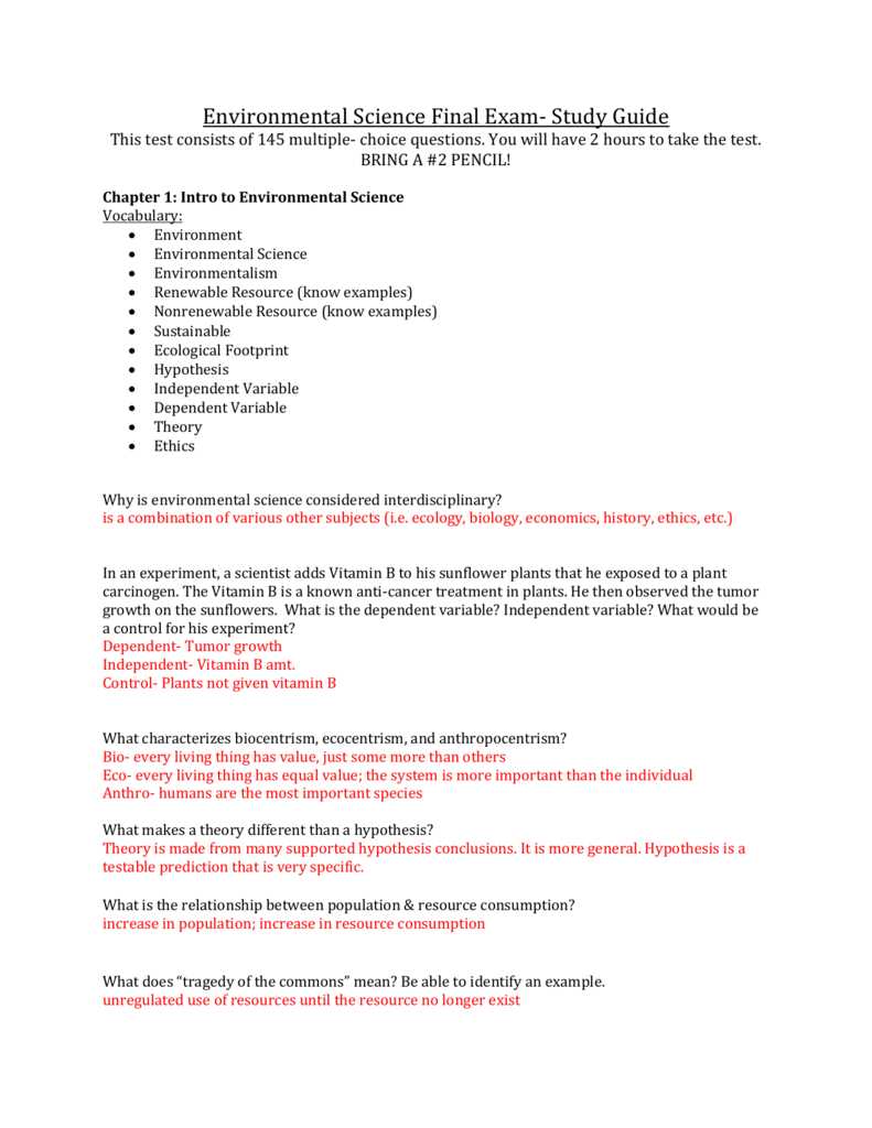 environmental science chapter 15 test answers
