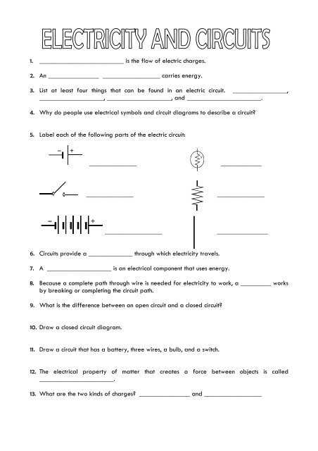 electricity test answer key