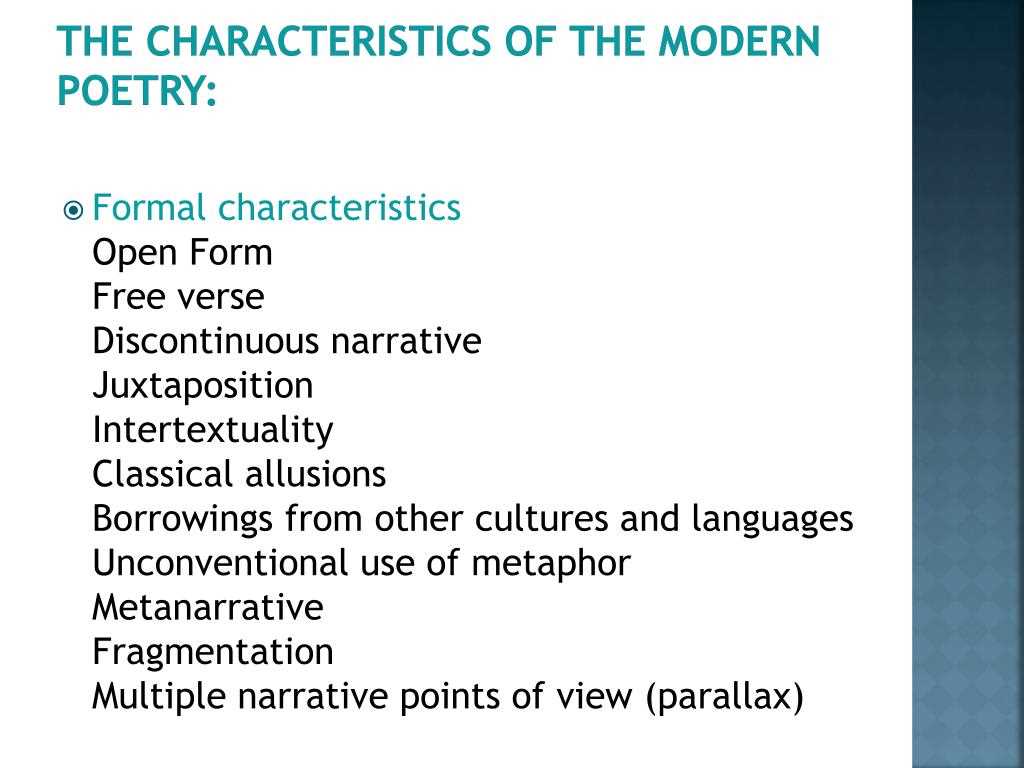 elements of modernist poetry mastery test answers