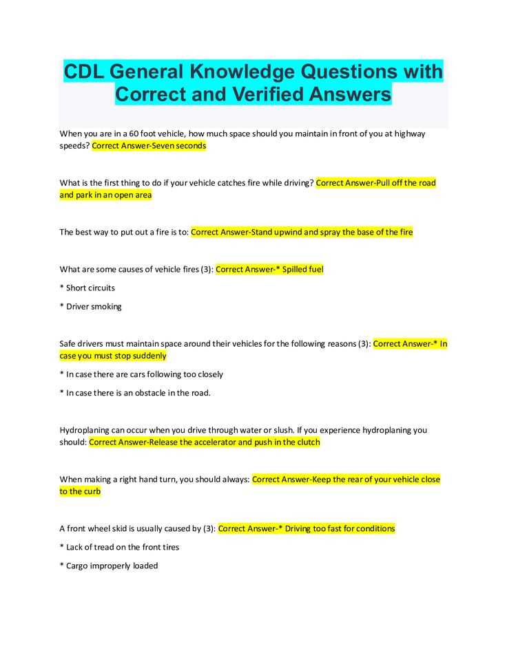 cdl practice test questions and answers