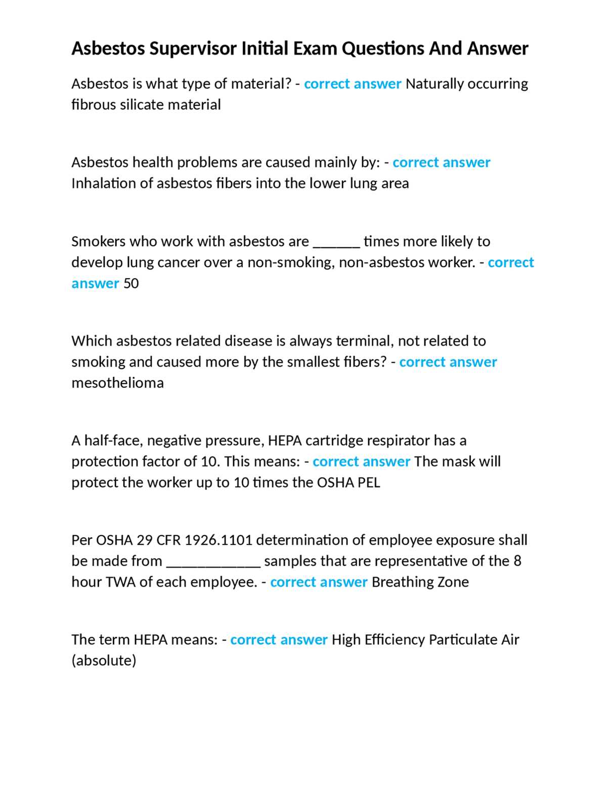 cslb asbestos test answers