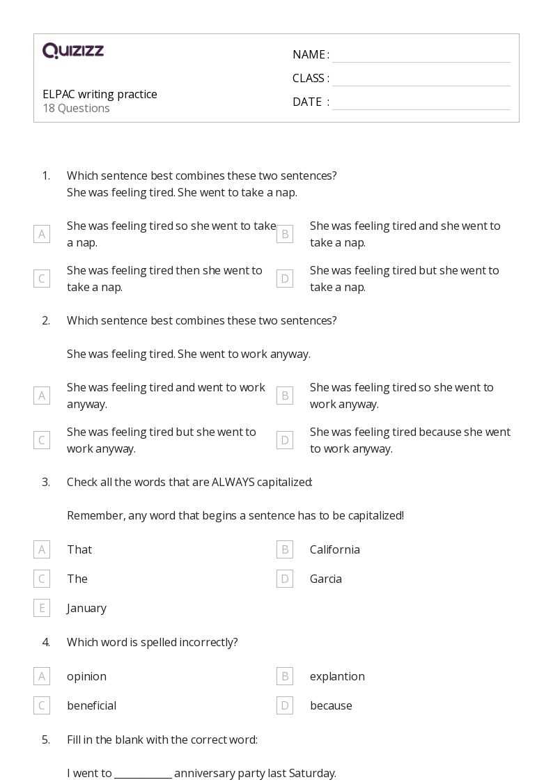 elpac test answers
