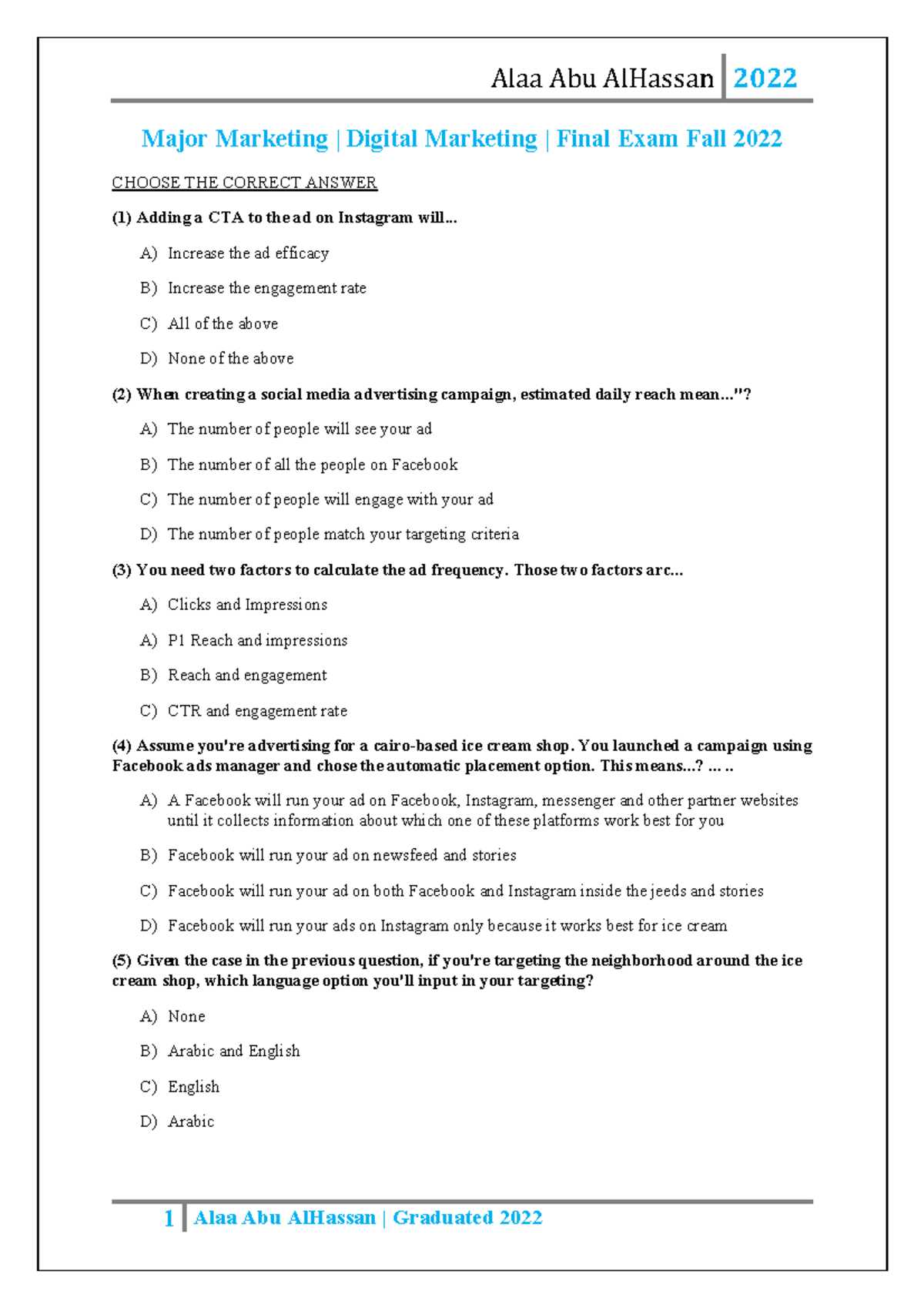fundamentals of digital marketing google garage final exam answers