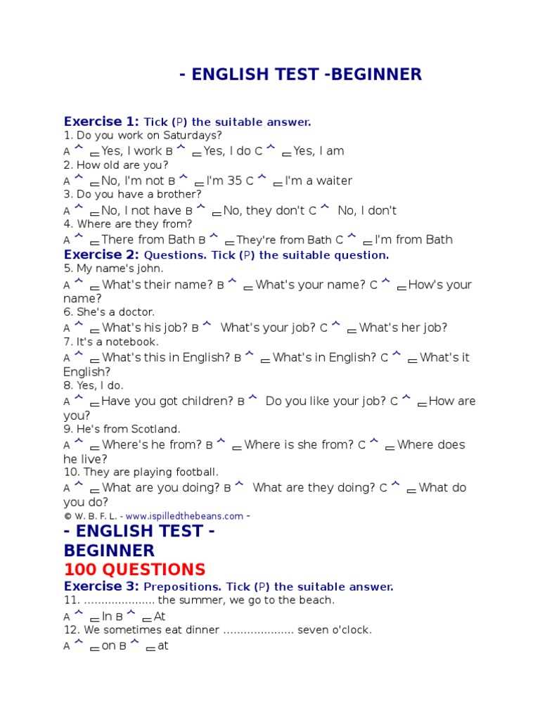 english test online free with answers