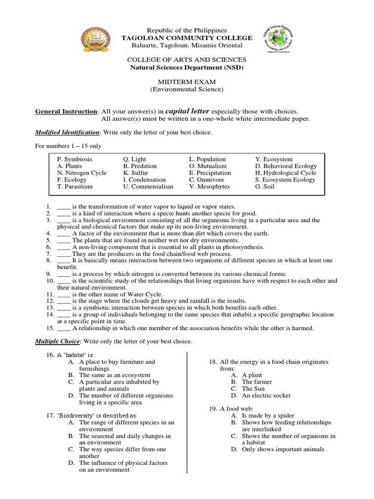 environmental science final exam answers