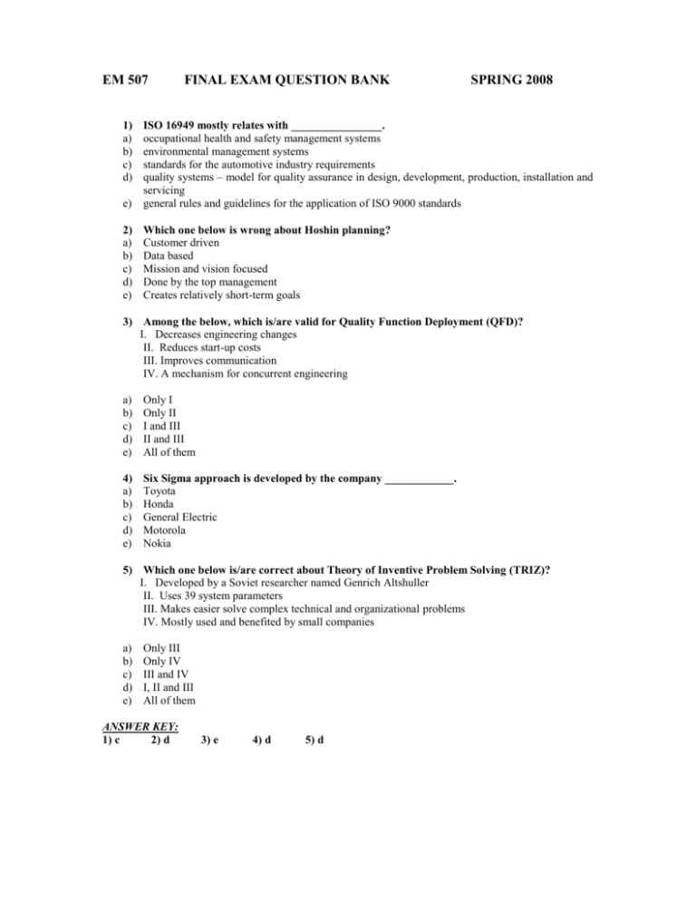 environmental health exam questions and answers