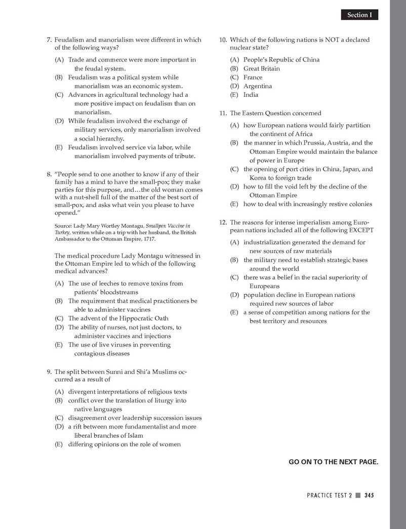 ap world history practice test answer key