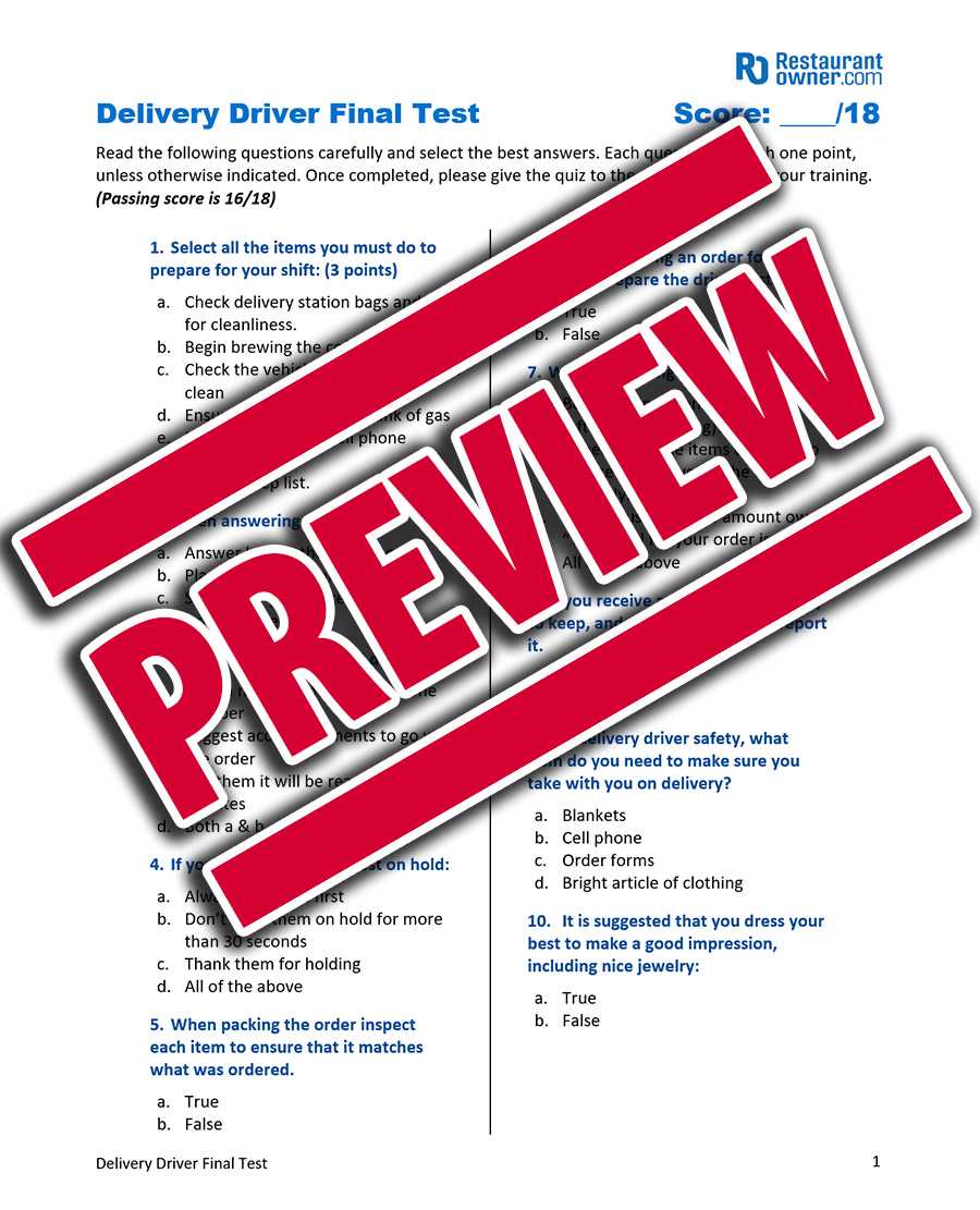 bus driver test questions & answers
