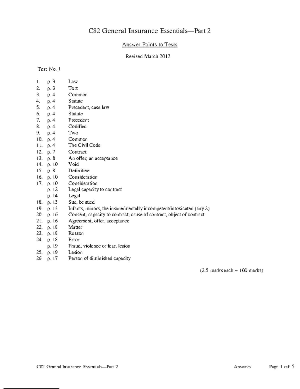 general insurance exam questions and answers