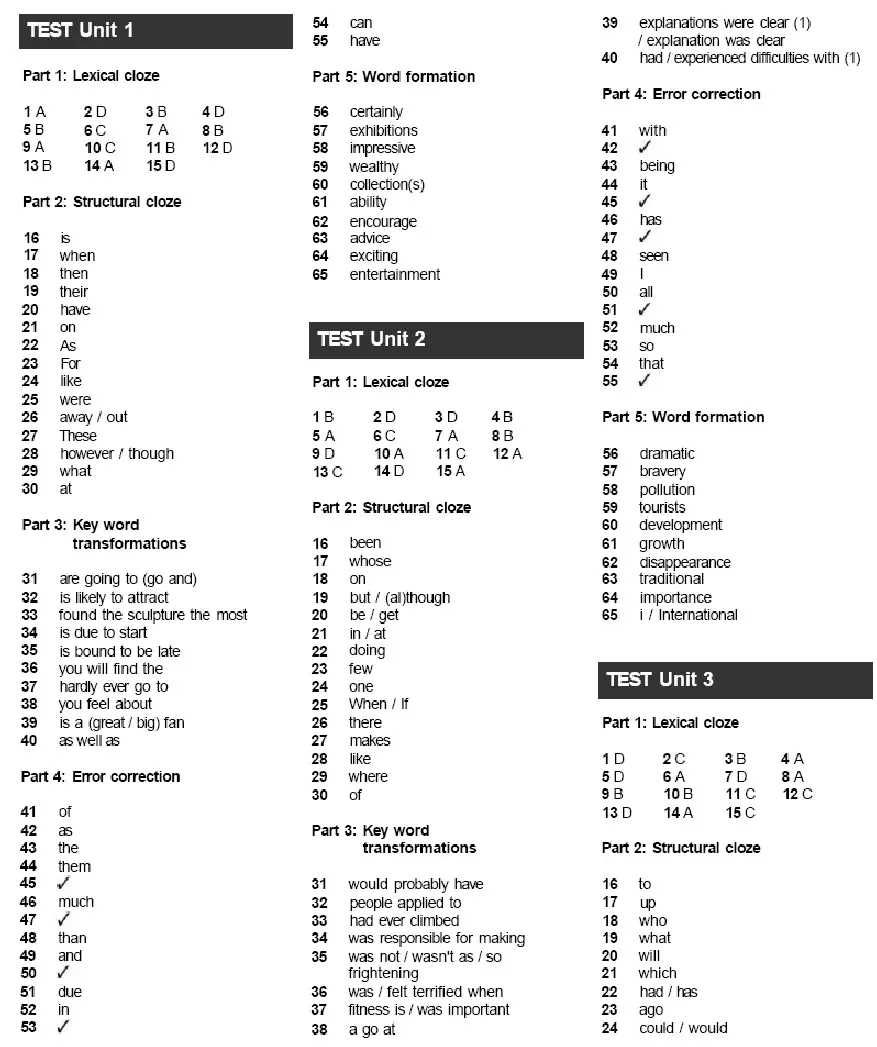 fce test 1 answer key