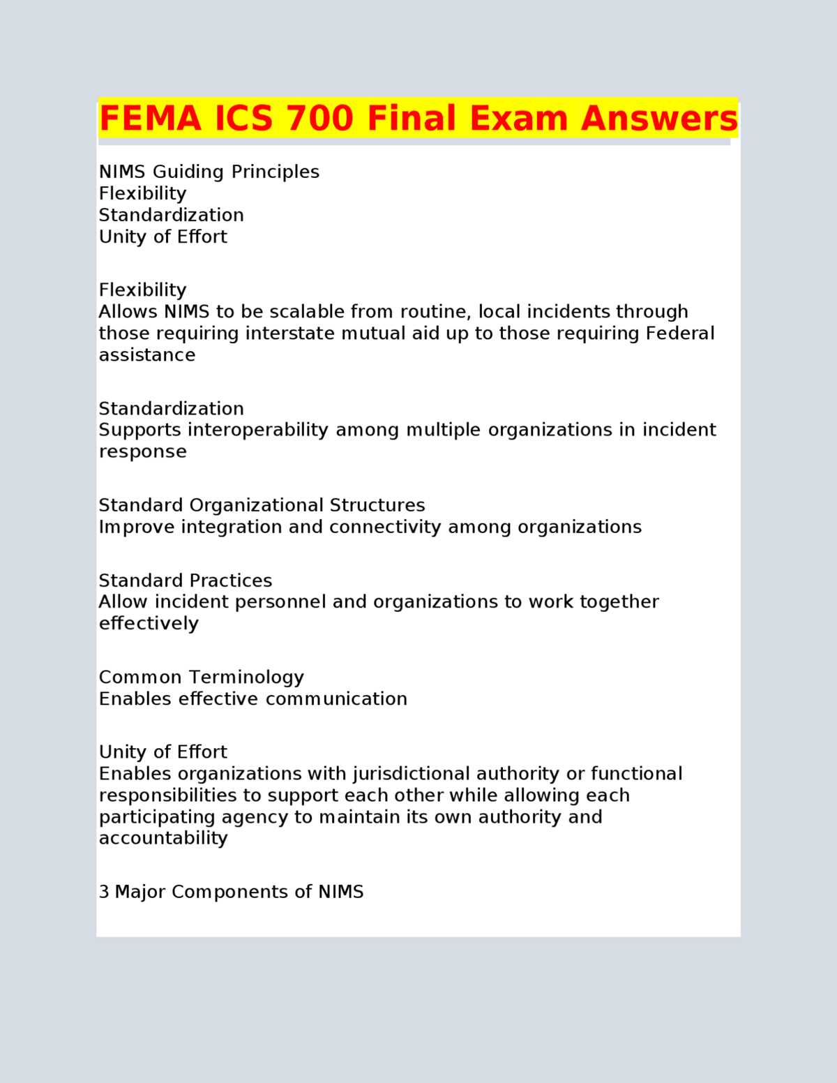 fema 700a test answers