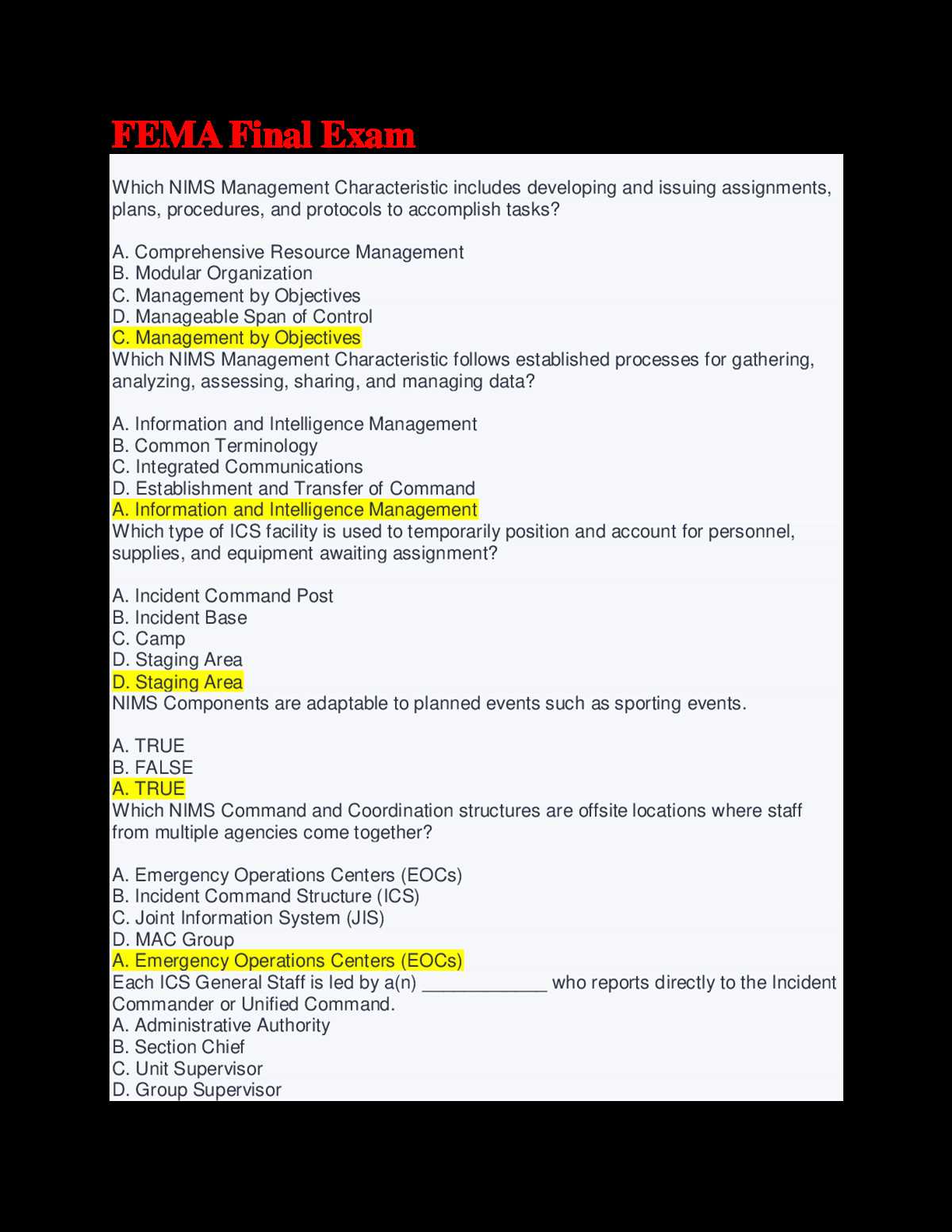 fema 800d final exam answers