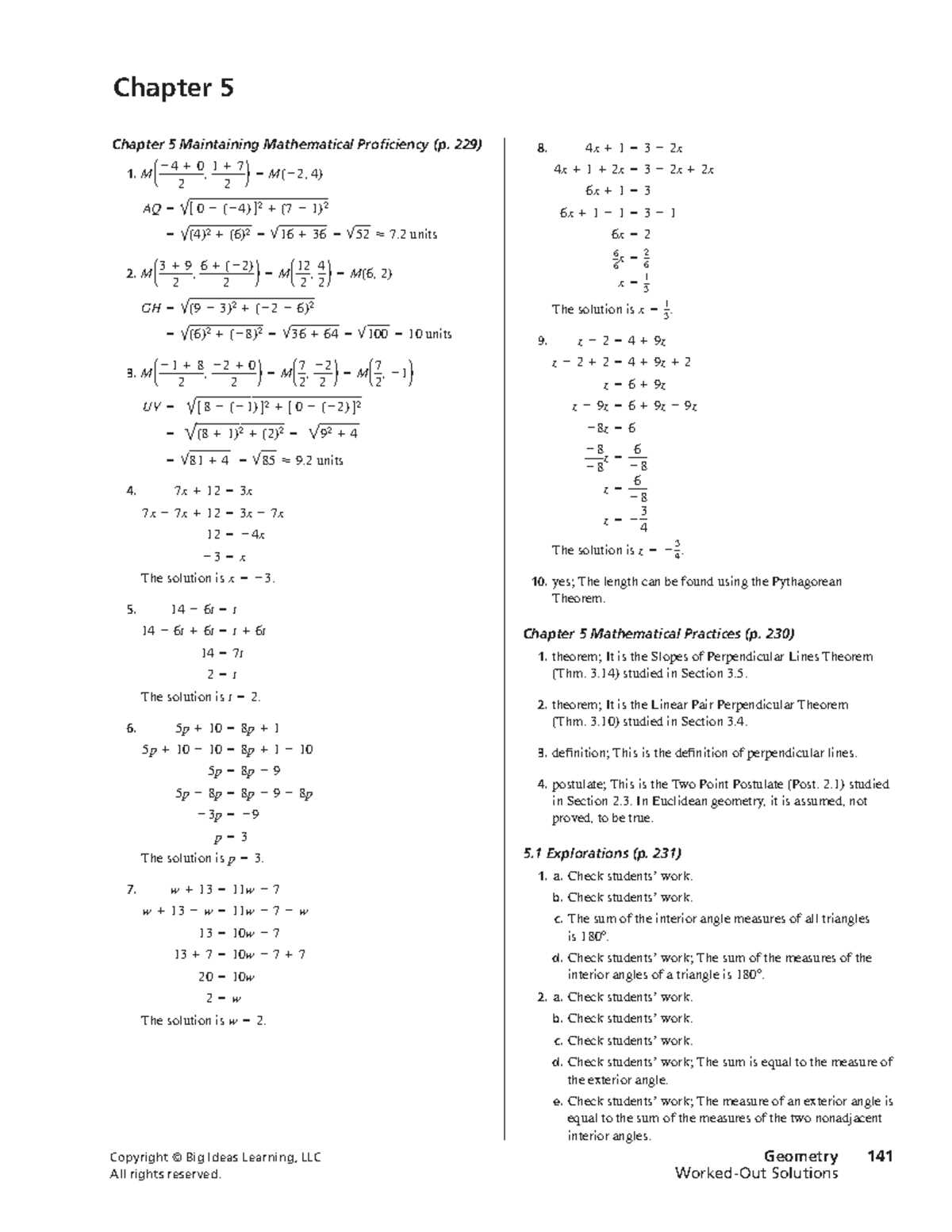 chapter 5 math test answers