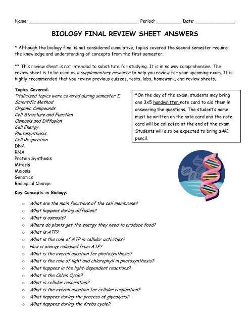 final exam biology answers