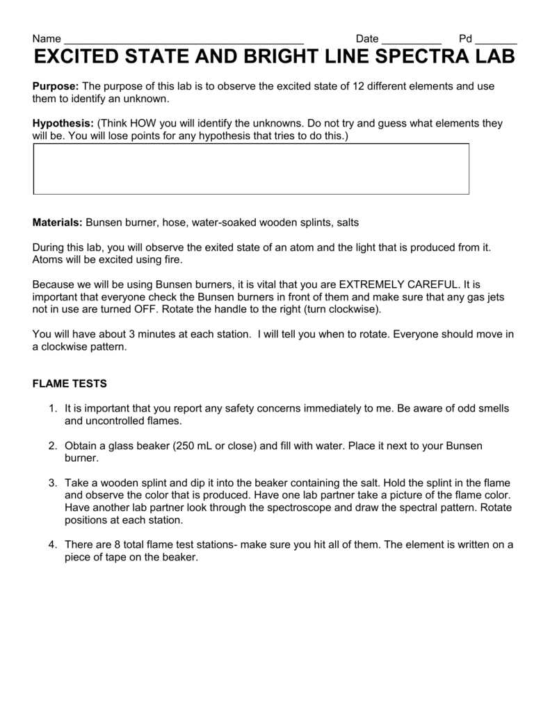 flame test for metallic ions lab answer key