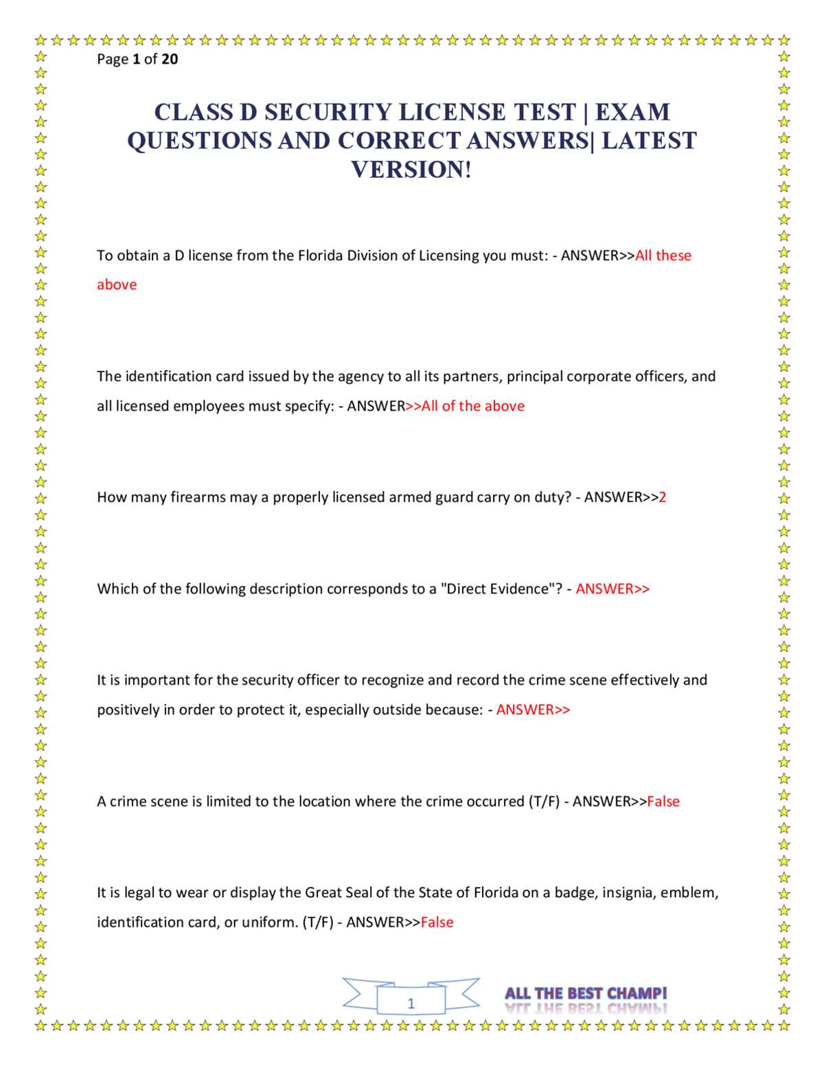 florida g license test questions and answers
