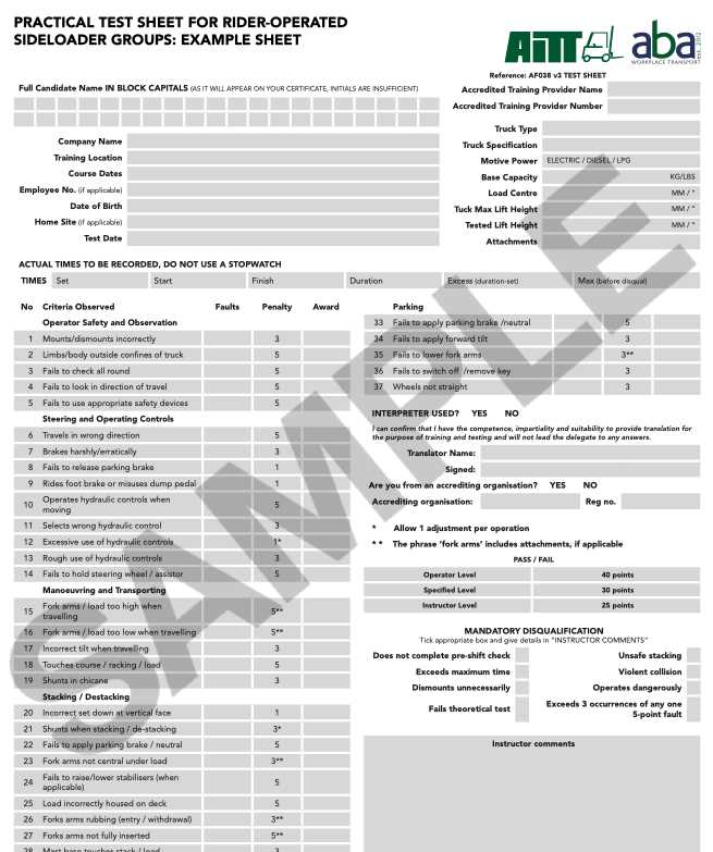 forklift course test answers