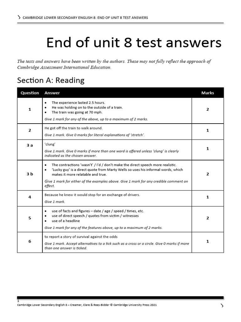 foundation unit 8 topic test answers