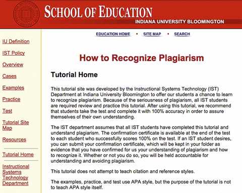 free answers to iu plagiarism test