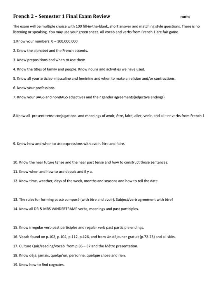 french tests with answers