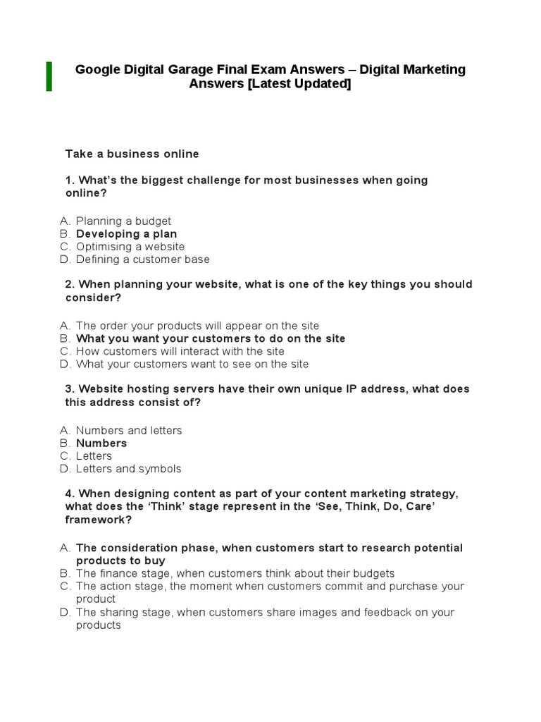 fundamentals of digital marketing google certificate final exam answers
