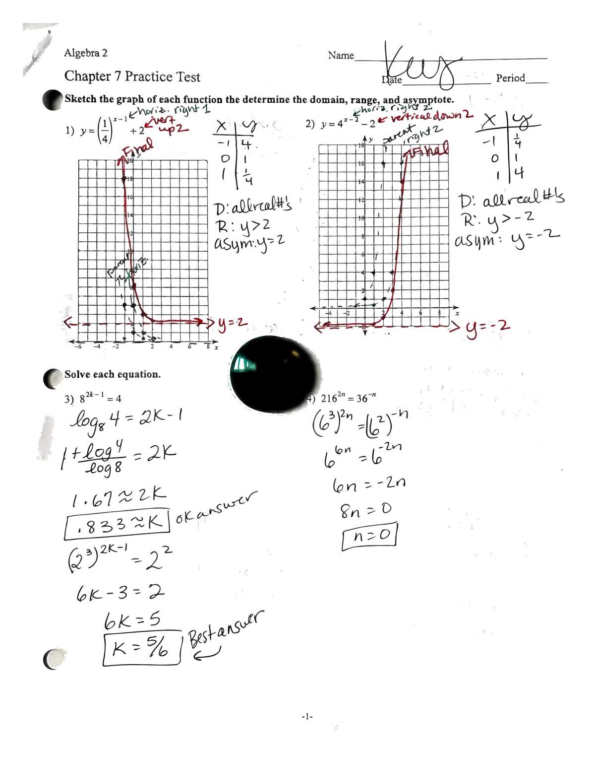 chapter 7 practice test algebra 1 answers