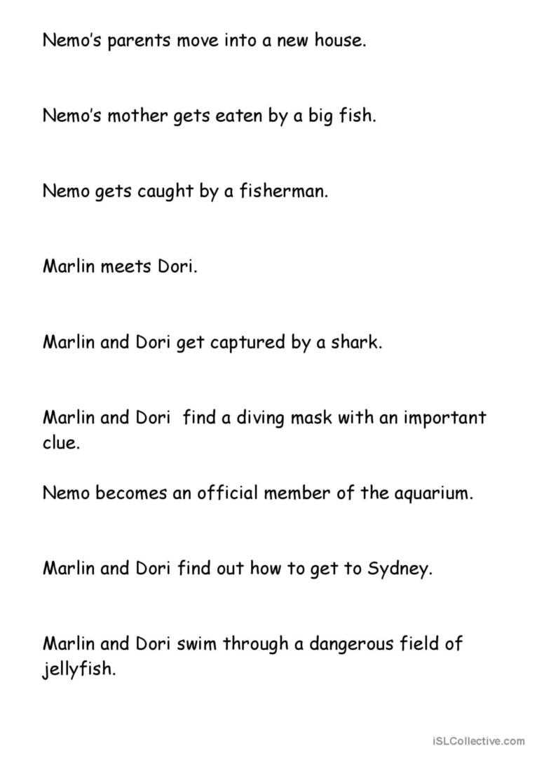 finding nemo animal kingdom test answer key