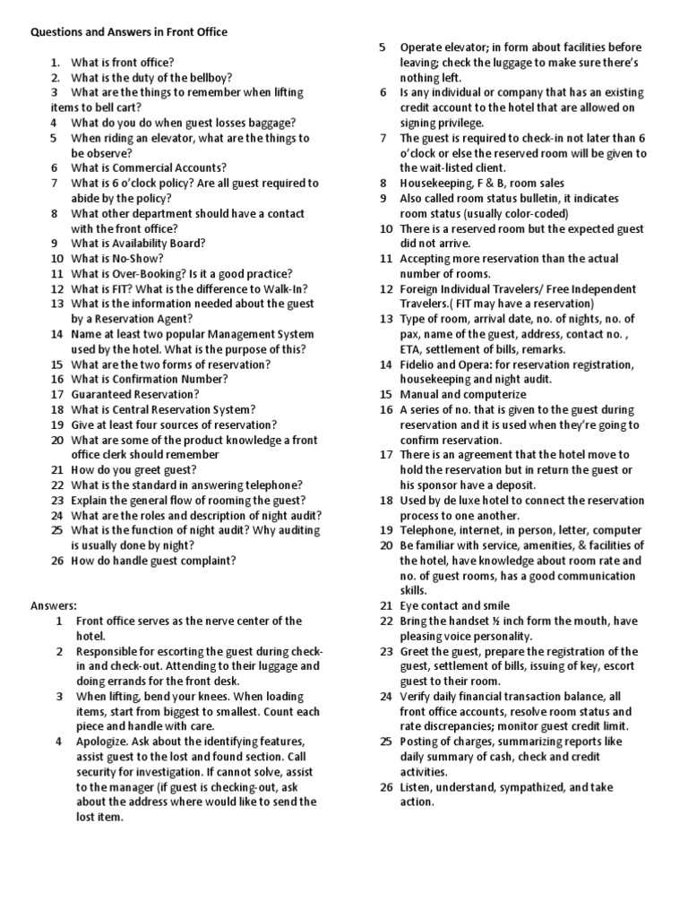 receptionist test questions and answers