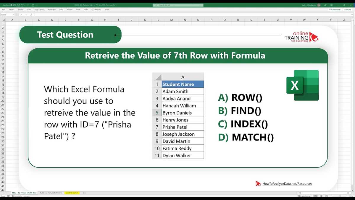 excel practice test with answers