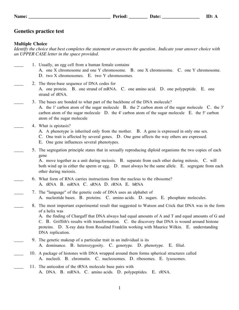 genetics test questions and answers doc