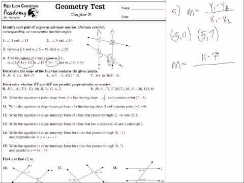 geometry ch 3 test answers