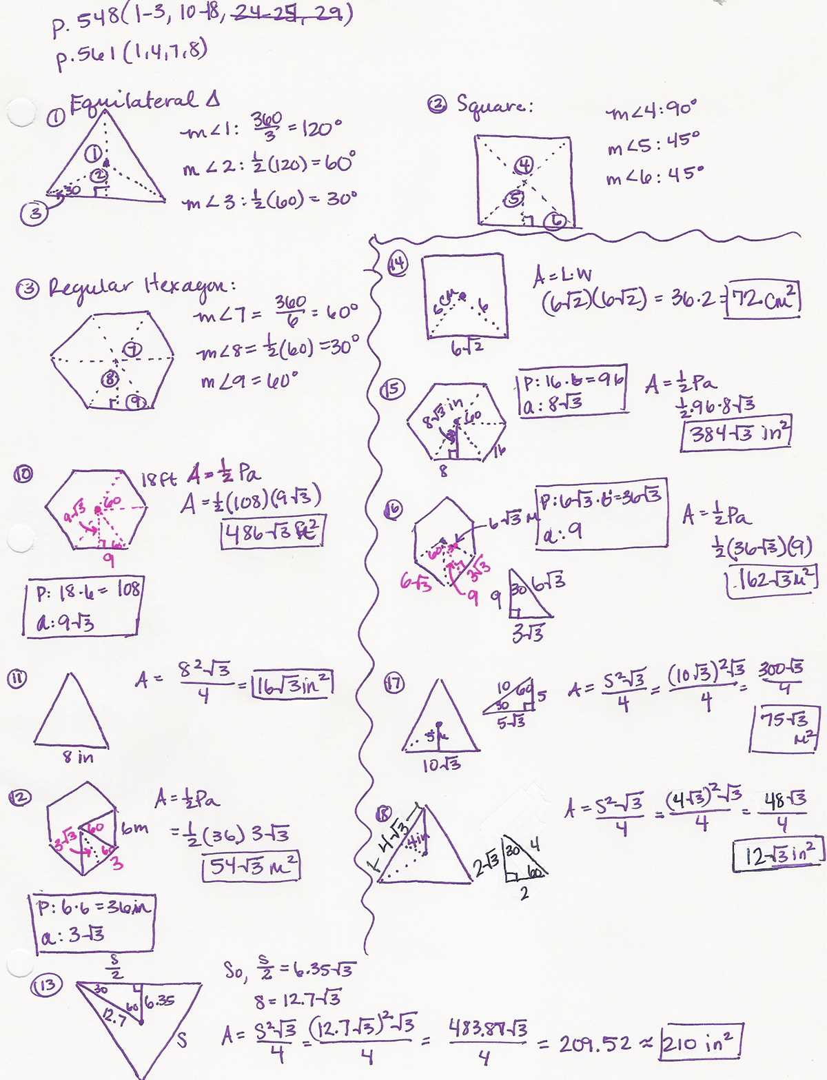 geometry chapter 10 test review answers