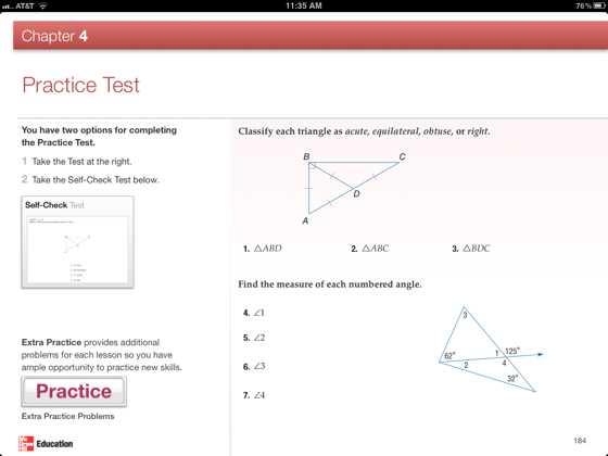 geometry chapter 4 practice test answer key
