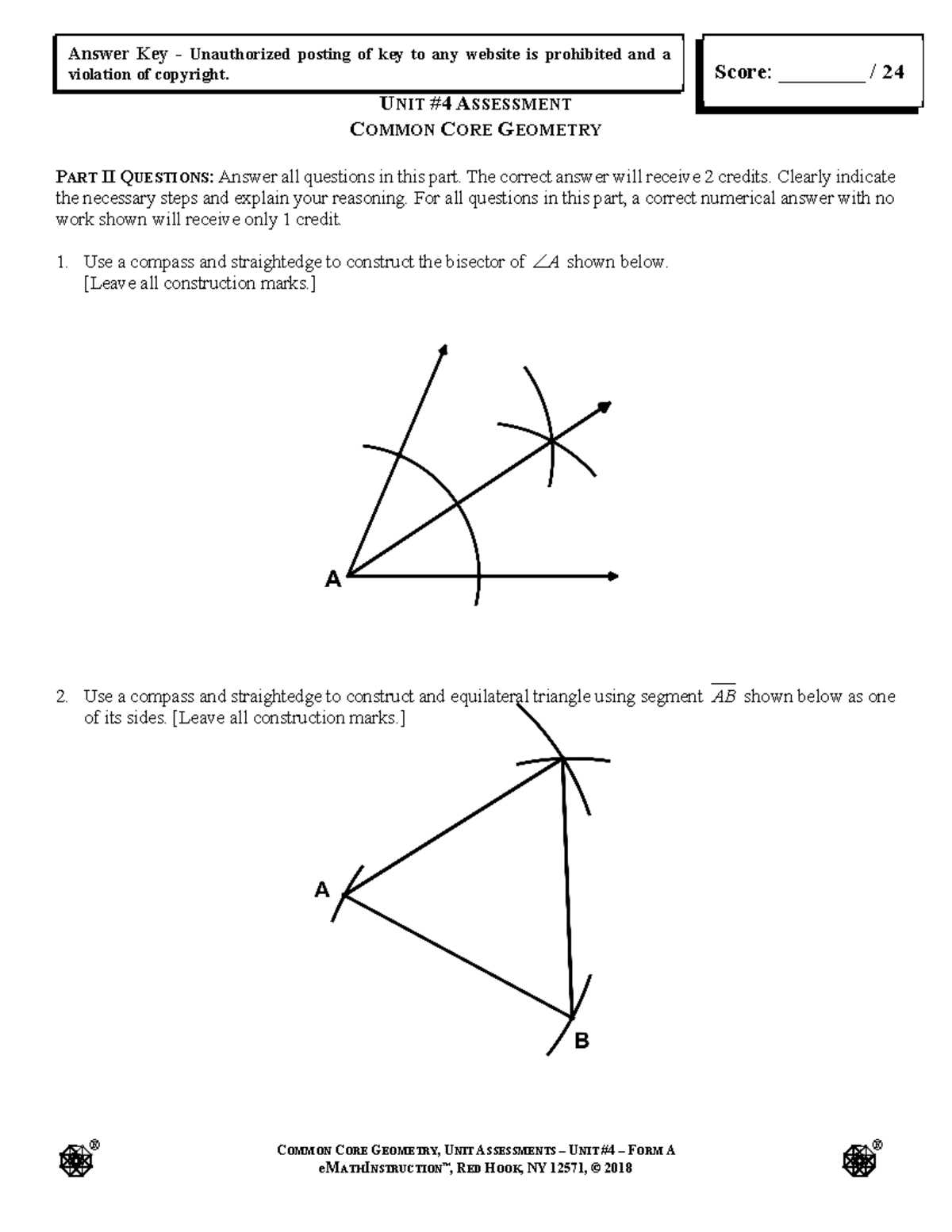 geometry chapter 4 practice test answers