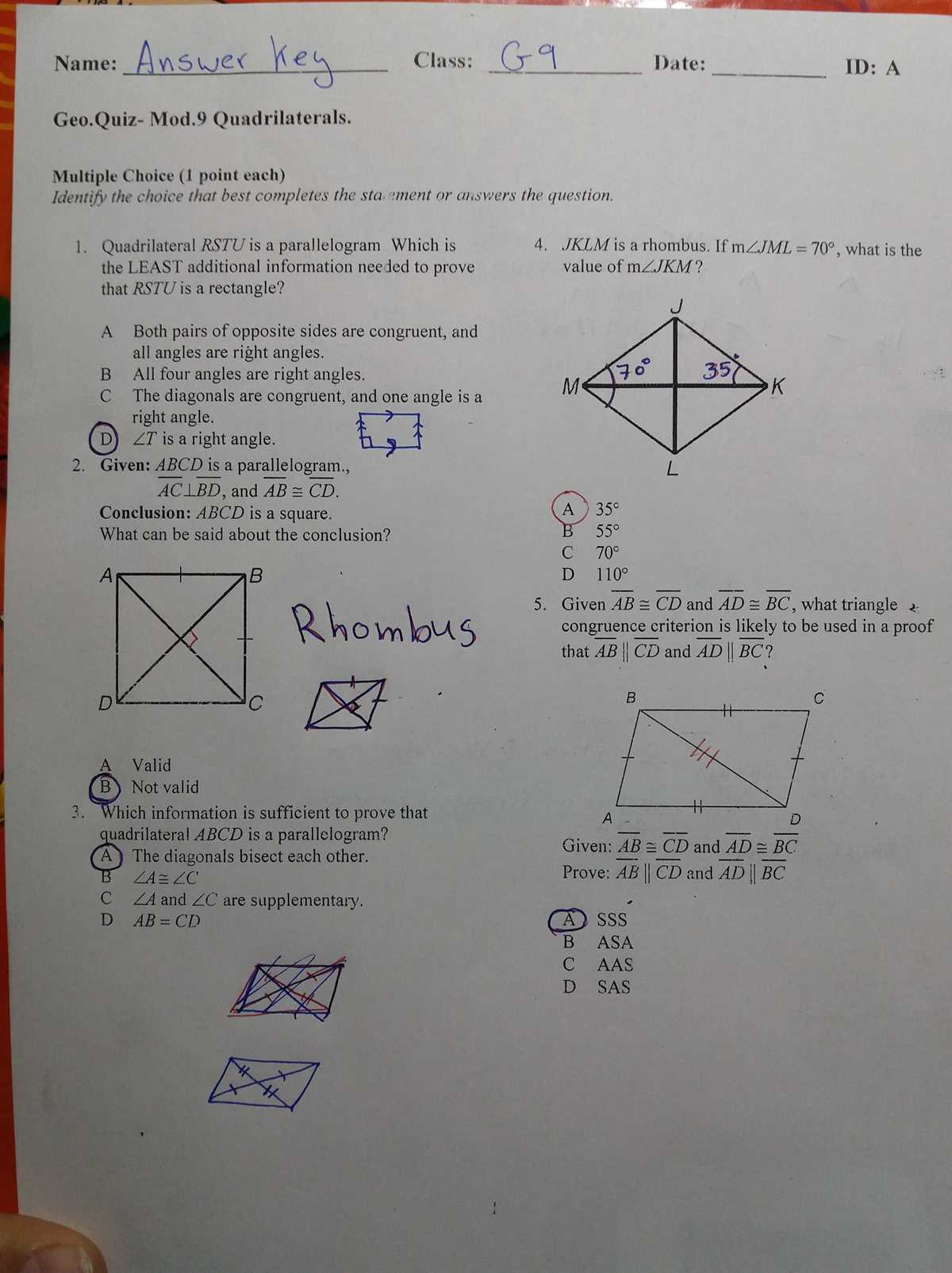geometry module 4 test answers